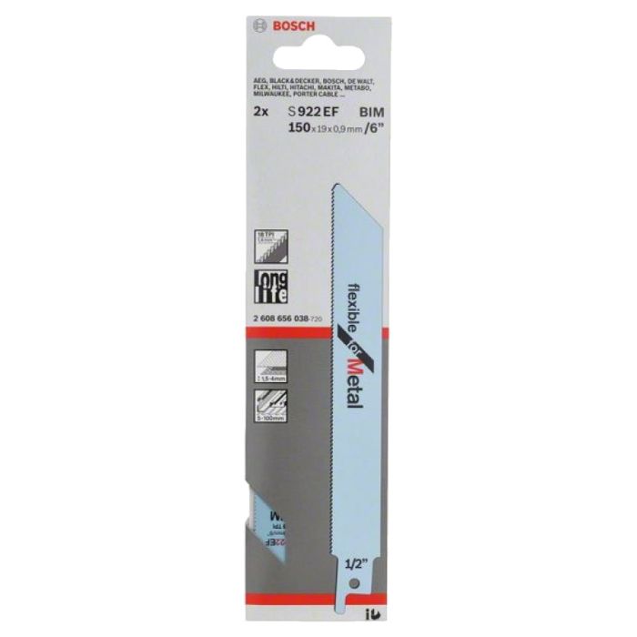 Полотно для сабельной пилы по металлу Bosch S922EF 150мм 2шт (038)