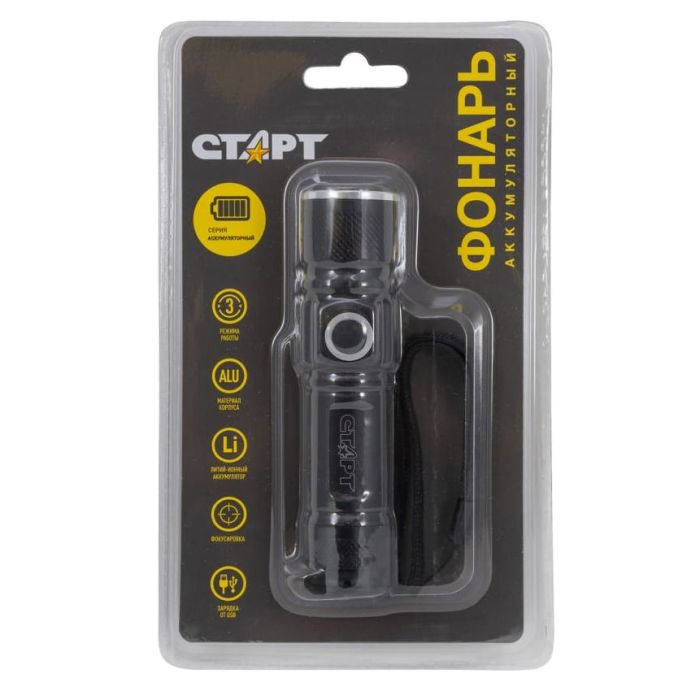 Фонарь светодиодный аккумуляторный СТАРТ LHE 514-C1 Black