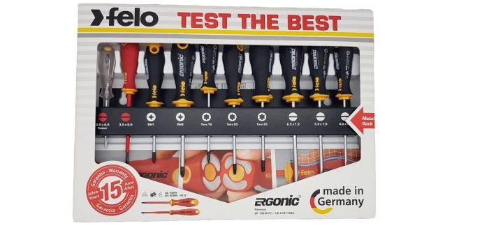 Felo Набор отверток Ergonic, Отвертка диэлектрическая и отвертка тестер напряжения 10 шт 40091013