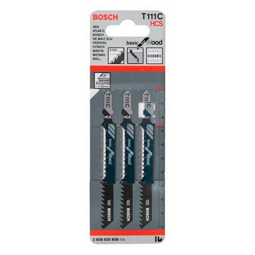 Набор пилок для лобзика по дереву Bosch T111C HCS 100мм 3шт (808)