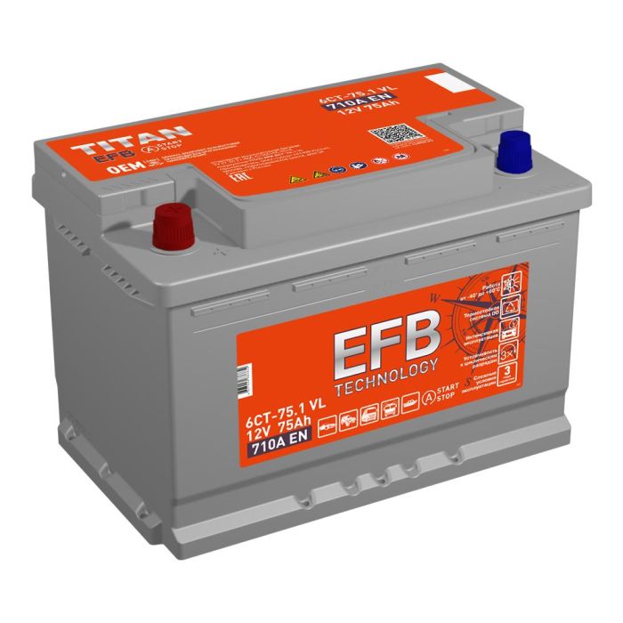 Аккумулятор TITAN EFB 6СТ-75.1 VL