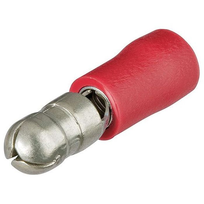 Штекеры круглые, изолированные, красные, _ 4 мм, 0.5-1.0 мм2, 100 шт
