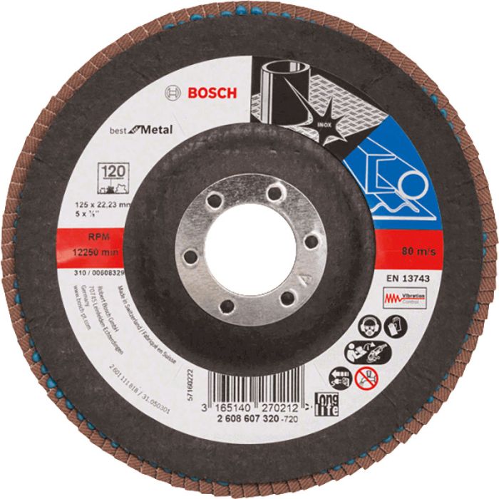 Круг лепестковый торцевой по металлу Bosch X571 Best for Metal 125х22.2мм K120 (320)