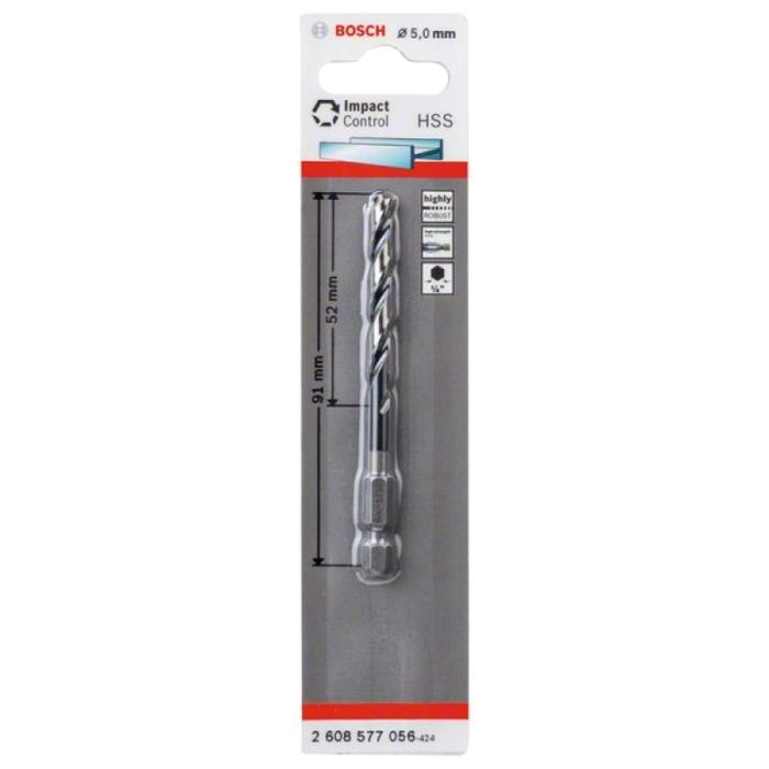 Сверло по металлу Bosch HSS-G Impact Control 5х91мм 1/4" (056)