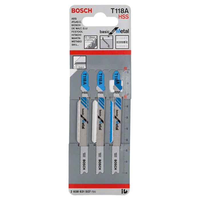 Пилка для лобзика по металлу Bosch T118А 92мм 3шт (507)
