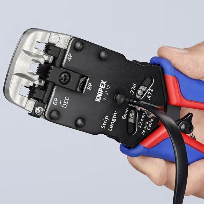 Пресс-клещи для штекеров RJ, 3 гнезда, RJ 10 (4-pin), RJ 11/12 (6-pin), RJ 45 (8-pin), 200 мм, SB