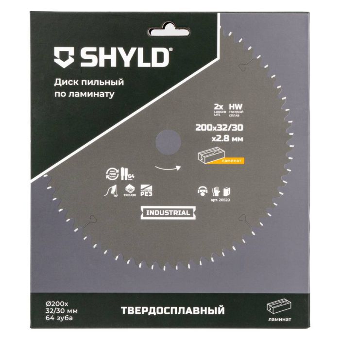 Диск пильный по ламинату SHYLD 200х32/30мм 64Т (20520)