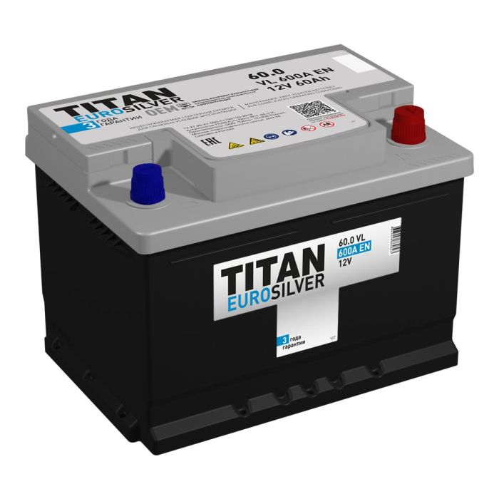 Аккумулятор TITAN EUROSILVER 6CT-60.0 VL (низкая)