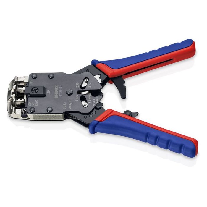 Пресс-клещи для штекеров RJ, 3 гнезда, RJ 10 (4-pin), RJ 11/12 (6-pin), RJ 45 (8-pin), 200 мм, SB