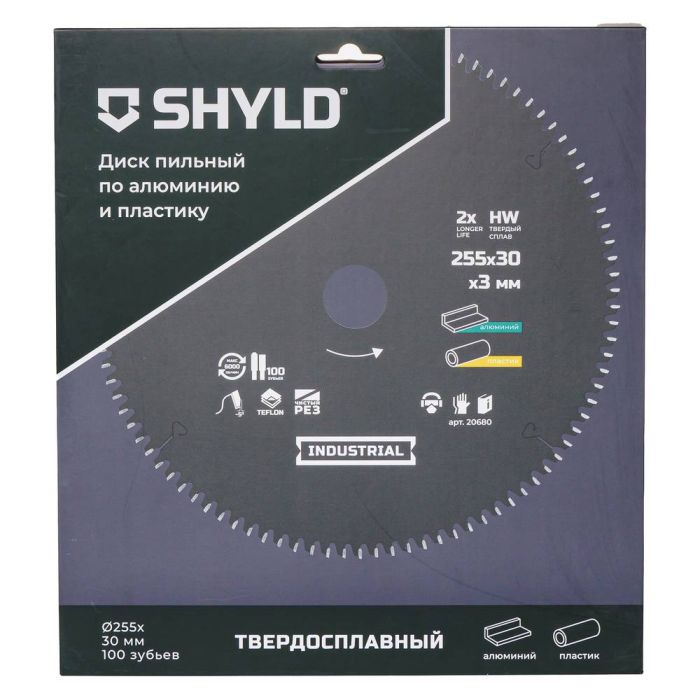 Диск пильный по алюминию и пластику SHYLD 255х30мм 100Т (20680)