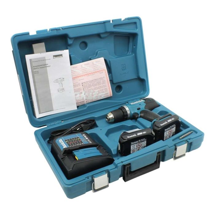 Аккумуляторная дрель-шуруповерт Makita DDF453SYE+набор сверл D-20769+очки PGW-180110/CLEAR+перчатки PGH-160350-L