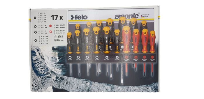Felo Набор отверток SL/PZ/PH/Tx Ergonic и отверток VDE на стальной стойке, 17 шт 40091743