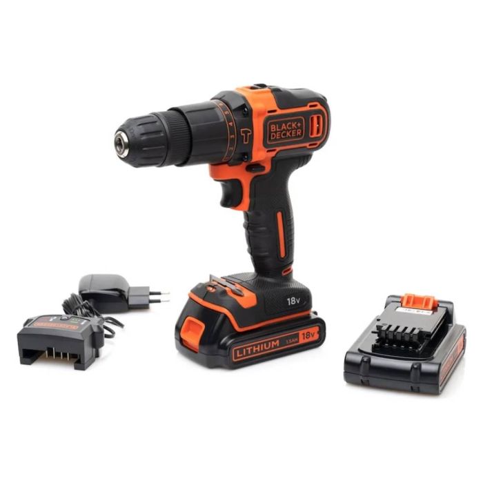 Аккумуляторная дрель-шуруповерт Black&Decker BDCHD18KB ударная