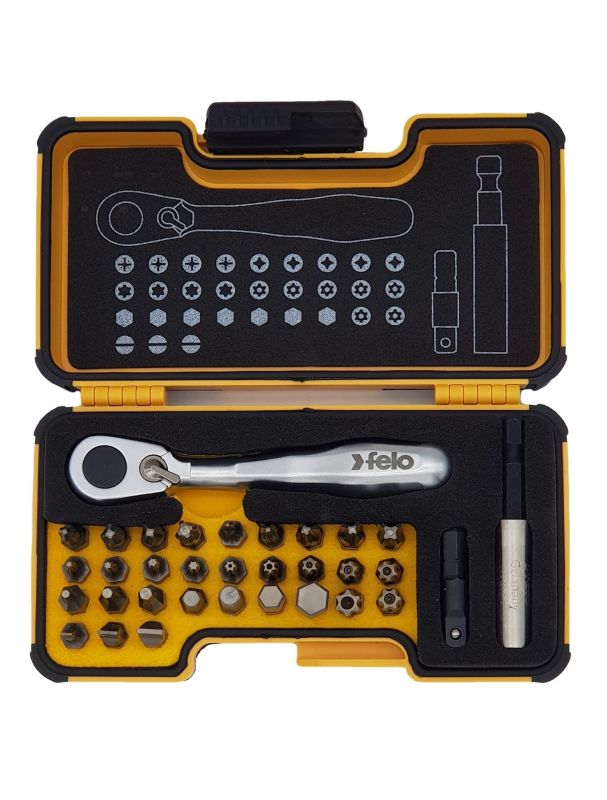 Набор бит SL/PH/PZ/TX/HEX с мини-трещоткой в кейсе, 33 шт, Felo 05773306