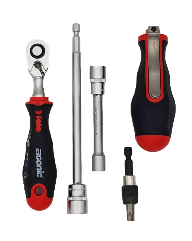 Felo Набор бит SL/PH/Tx/HEX и головок с трещоткой ERGONIC и рукояткой SMART в кейсе, 29 шт 06081506