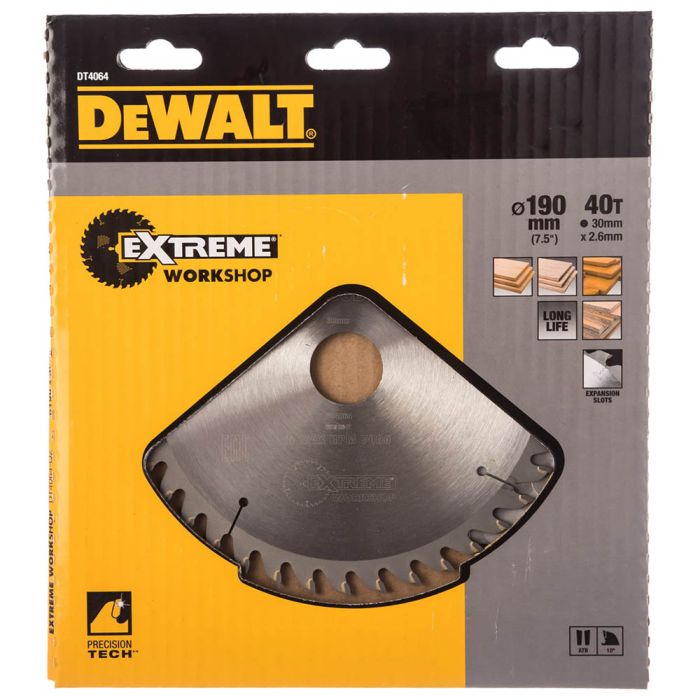 Диск пильный по дереву DeWalt CONSTRUCTION DT4064 190х30мм 40T