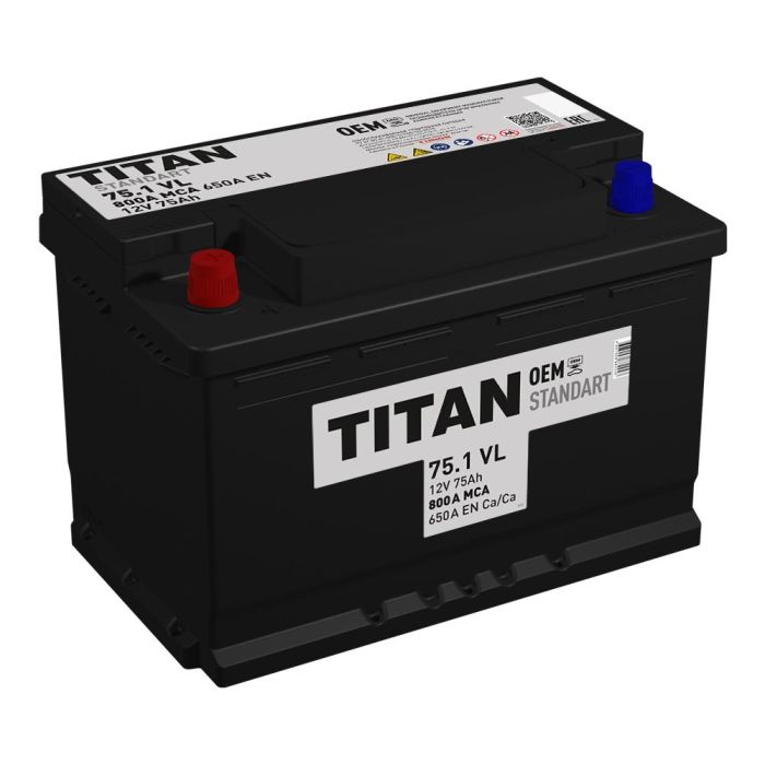 Аккумулятор TITAN STANDART 6CT-75.1 VL