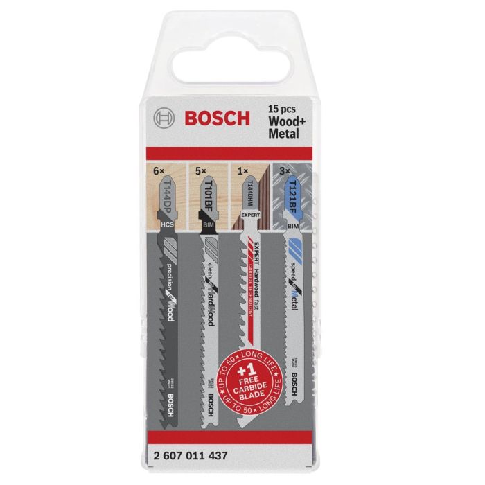 Набор пилок для лобзика по дереву и металлу Bosch 15шт (437)