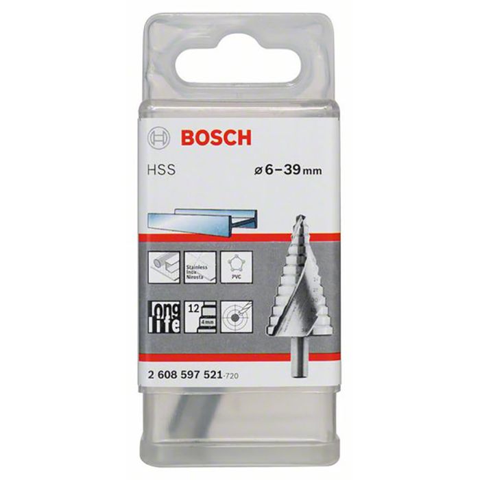Сверло по металлу Bosch HSS 6-39мм ступенчатое (521)