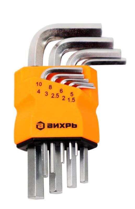 Набор ключей имбусовых Вихрь HEX, 9 шт, 1.5-10 мм