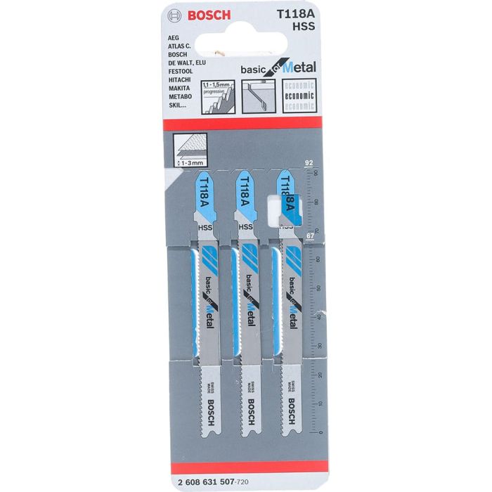 Пилка для лобзика по металлу Bosch T118А 92мм 3шт (507)