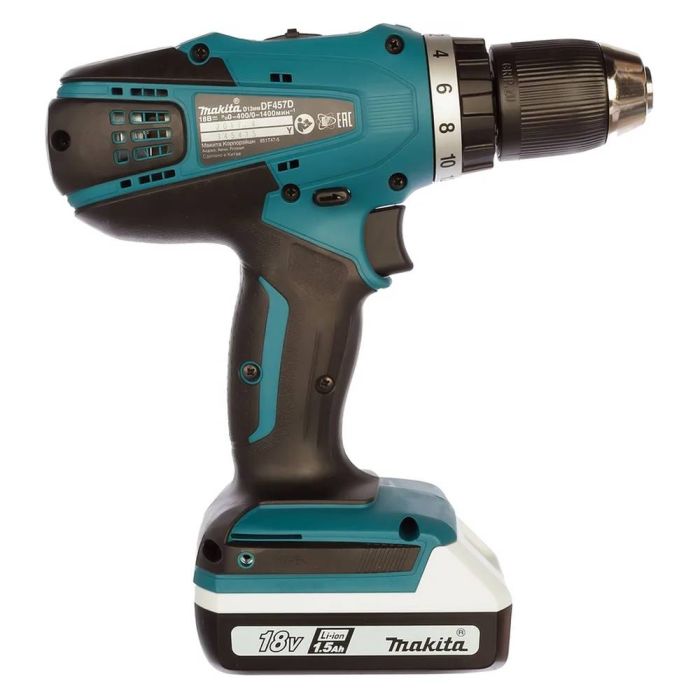 Аккумуляторная дрель-шуруповерт Makita DF457DWE+набор бит