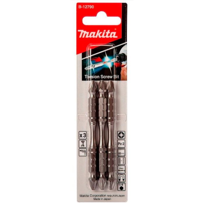 Бита двусторонняя Makita Silver Torsion PZ2x85мм 3шт (B-12790)