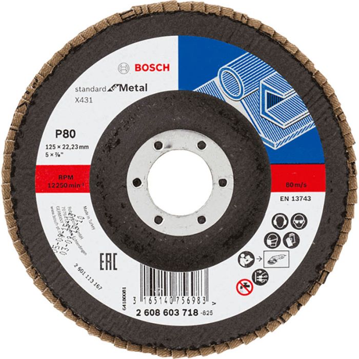 Круг лепестковый торцевой по металлу Bosch X431 Standard for Metal 125х22.2мм K80 (718)