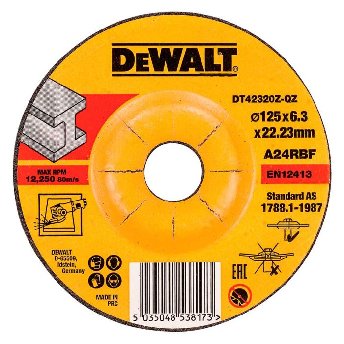 Круг шлифовальный по металлу DeWalt High Performance DT43917 125х6.3х22.2мм