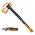 Набор Fiskars топор Х25 + нож строительный CarbonMax Набор Fiskars топор Х25 + нож строительный CarbonMax