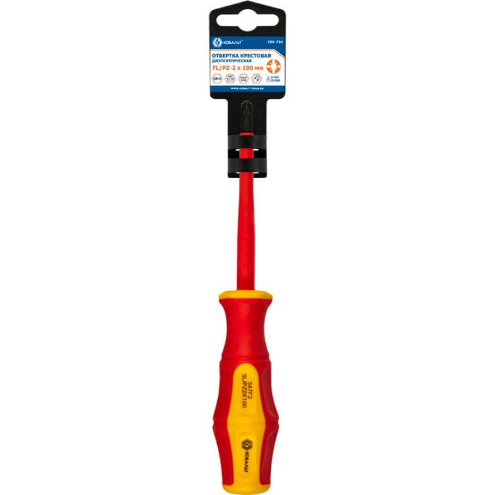 Отвертка диэлектрическая Кобальт Ultra Grip FL/PZ2х100мм 799-734