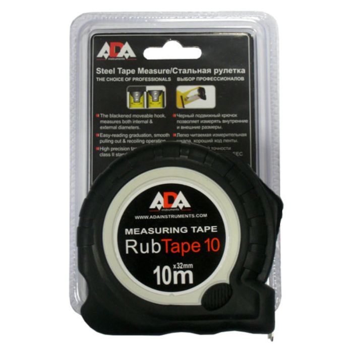 Рулетка измерительная ADA RubTape 10 10м х 32мм с фиксатором А00154