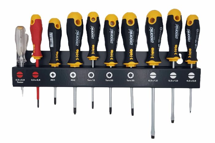 Felo Набор отверток Ergonic, Отвертка диэлектрическая и отвертка тестер напряжения 10 шт 40091013