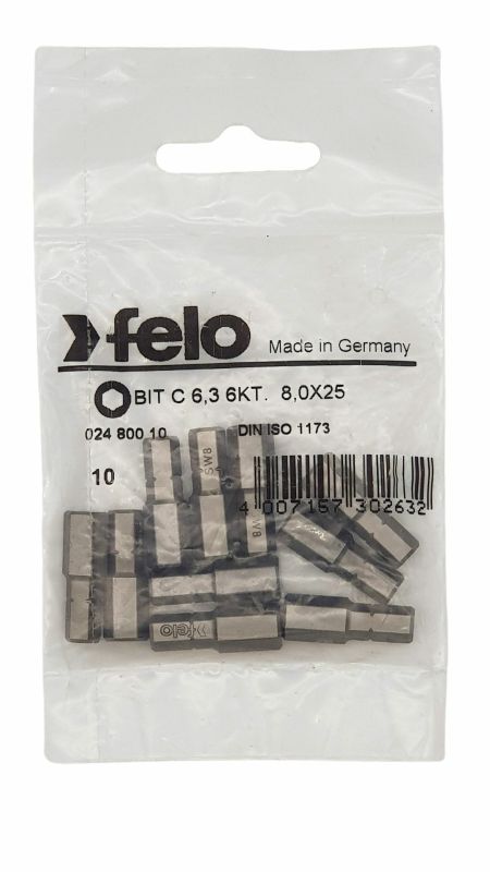 Felo Бита шестигранная серия Industrial HEX 8,0X25, 10 шт 02480010
