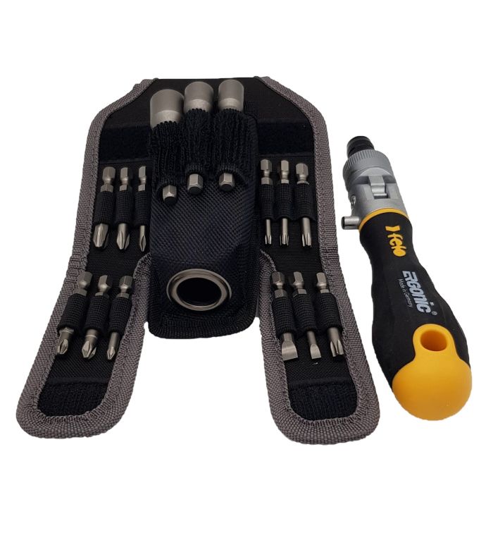 Felo Трещотка поворотная Ergonic K с набором бит в чехле, 16 шт 06071604