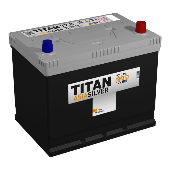 Аккумулятор TITAN ASIASILVER 6СТ-77.0 VL B01