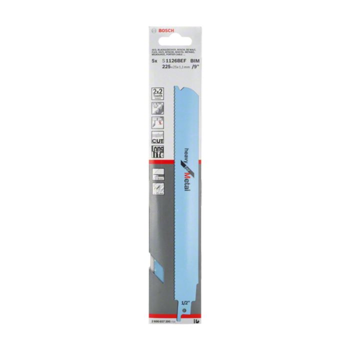 Полотно для сабельной пилы по металлу Bosch S1126BEF 225мм 5шт (395)